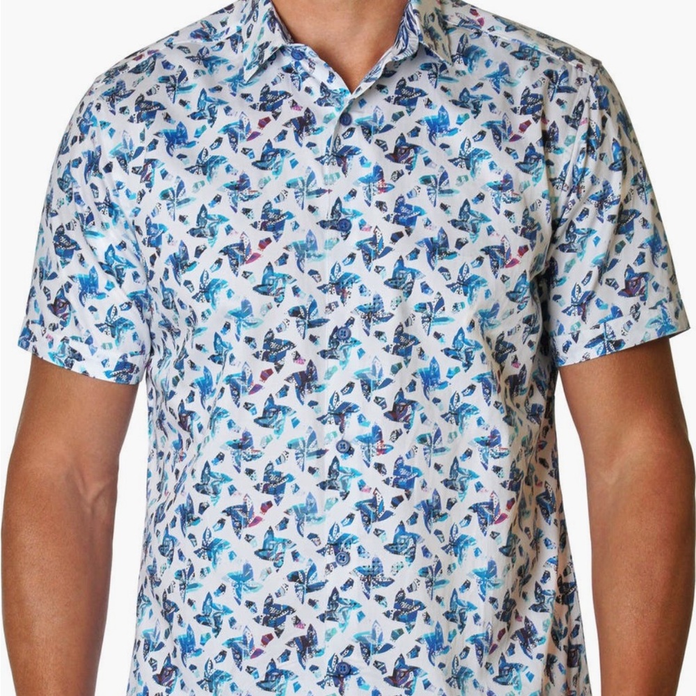 NWT Robert Graham Men’s Lucero XL Pinwheel Woven Button-up short sleeve shirt